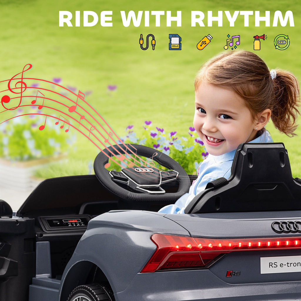 HOMCOM Electric Ride-On Car for Kids Ages 3-5 with Remote Control, Suspension and Horn, 103x58x41 cm, Grey and Black