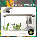 Glass Aquarium with LED Lights 20L, Filter and Water Pump, 38x26x27 cm, White