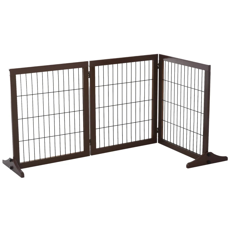 Folding and Adjustable Pet Gate in Pine Wood and Metal with Stable Base, for Dogs and Puppies, 185x36x71cm - Borge' Group Limited