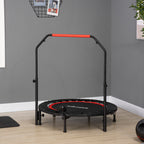 Mini Fitness Trampoline Ø102 cm with Adjustable Handlebar, Foldable Elastic Trampoline, Black