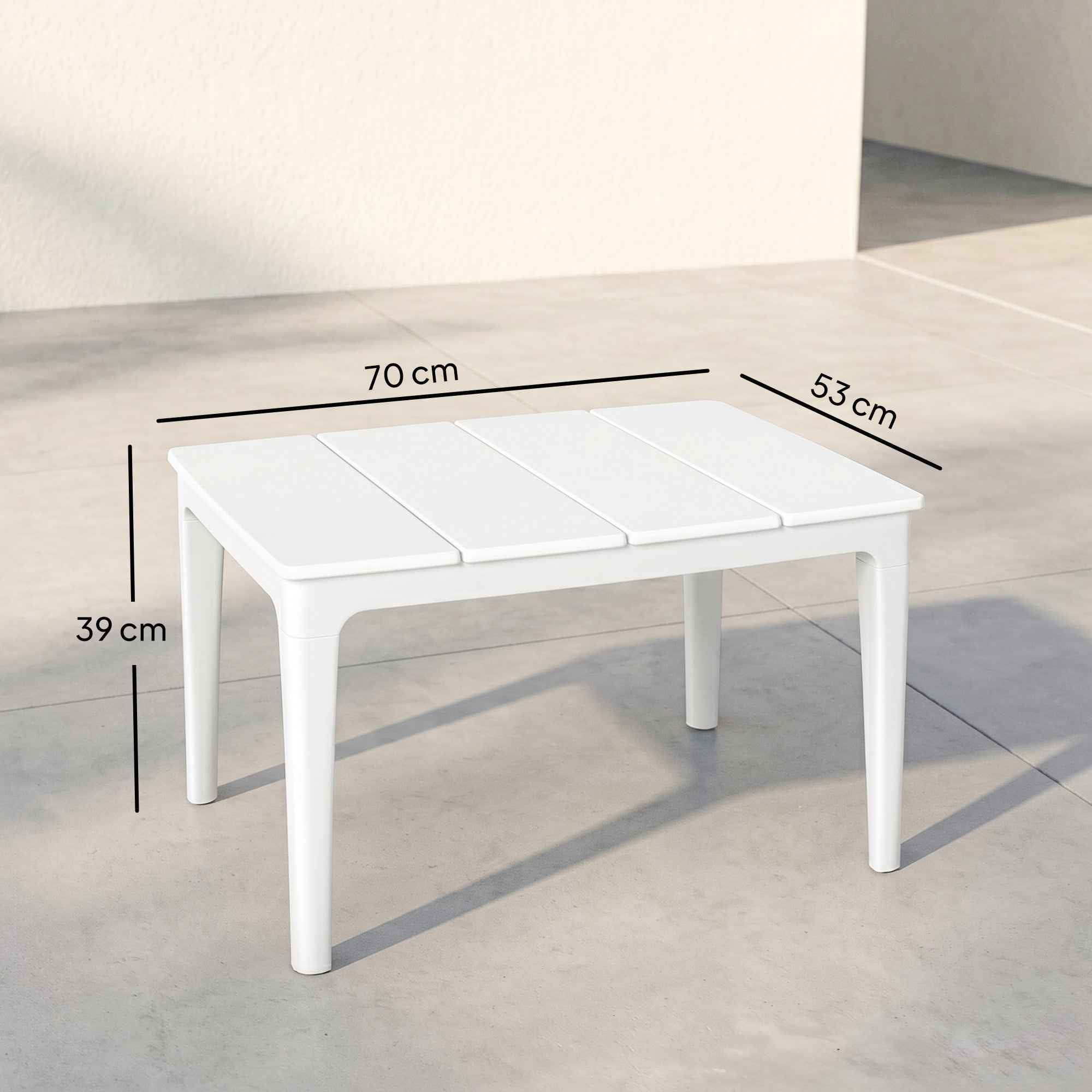 Outsunny Garden Coffee Table, 70 x 53 x 39 cm, Cream White