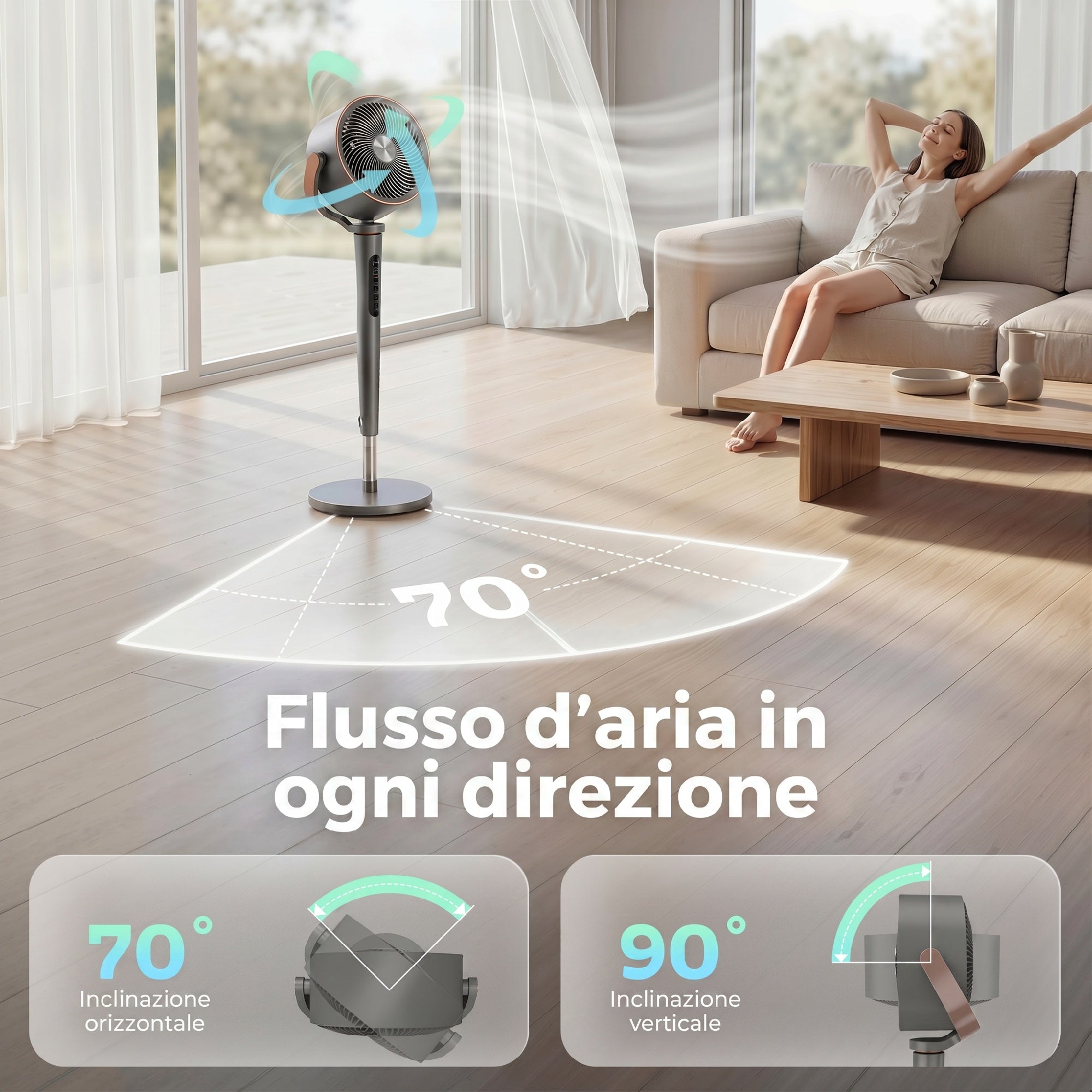 HOMCOM 12-Speed Pedestal Fan with Remote Control, 12-Hour Timer, and Adjustable Height, 35.5 x 32.5 x 116.5 cm, Grey
