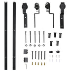 Homcom Sliding Stainless Sliding Door Kit with track, rollers, stops, guides, bolts and screws, 200x0.6x4 cm, black - Borgè