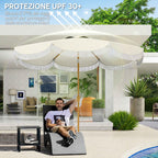 Outsunny 2.7x2.4m Round Garden Umbrella with Crank Handle, Metal and Polyester, Beige