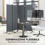 Outsunny 4-Panel Folding Indoor and Outdoor Room Divider, 221 x 50 x 172 cm, Dark Grey
