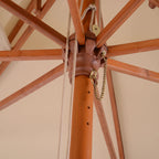 3x3m Garden Umbrella with 8 Bamboo Ribs and 2-Tier Parasol Cover, Cream - Borge' Group Limited