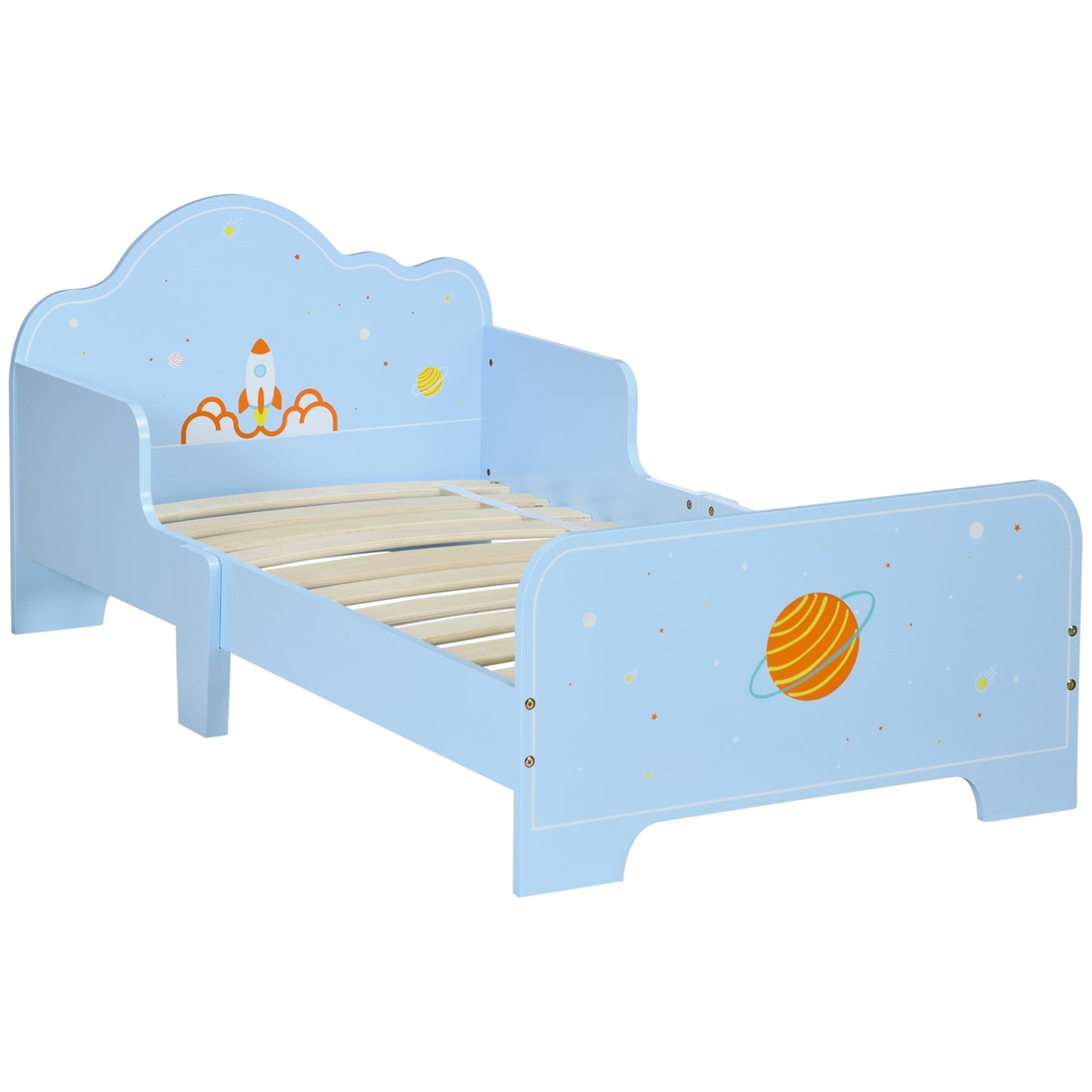 Children's Bed with Sides and Space Fantasy, Age 3-6 Years, 143x74x59cm, Blue