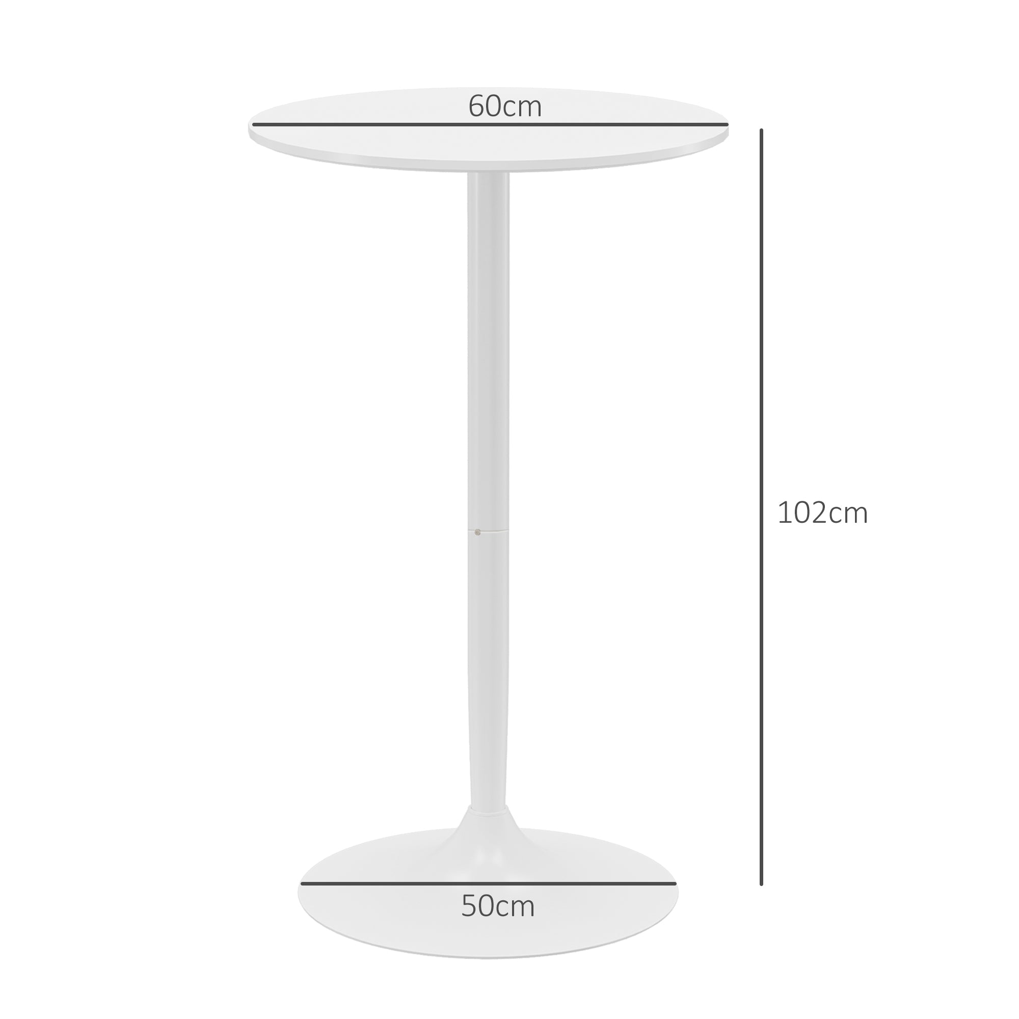 HOMCOM Round Kitchen Island Bar Table, Space-Saving, Ø60x102 cm, White