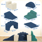 7-Piece Soft Building Blocks Set for Children Up to 3 Years Old, Velvet Cover, Blue