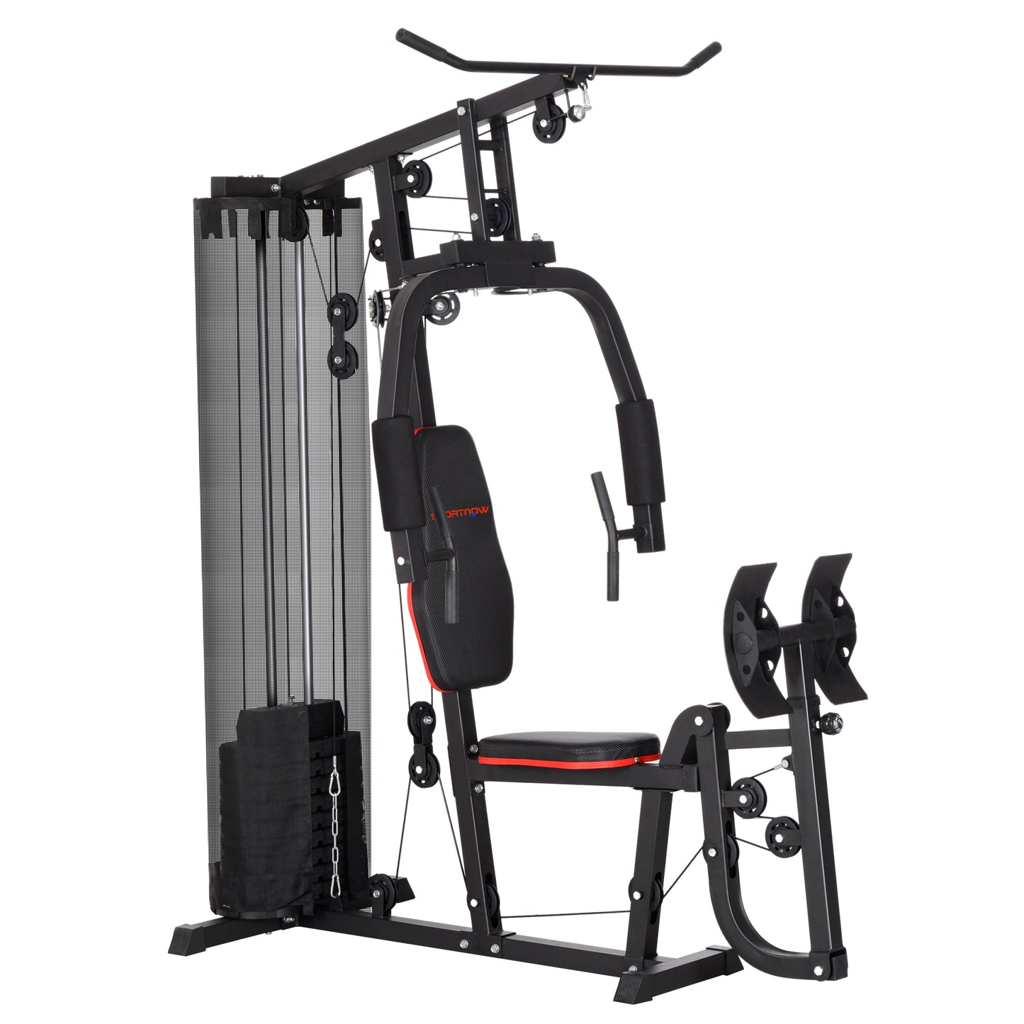 Multifunctional Fitness Station with 45 kg of Weights for Home Gym, 160x108x200 cm, Black