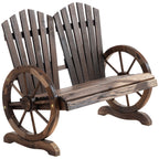 Outsunny Garden Bench Wooden style country style with wheel armrests, 108x66x95cm, wooden color - Borgè