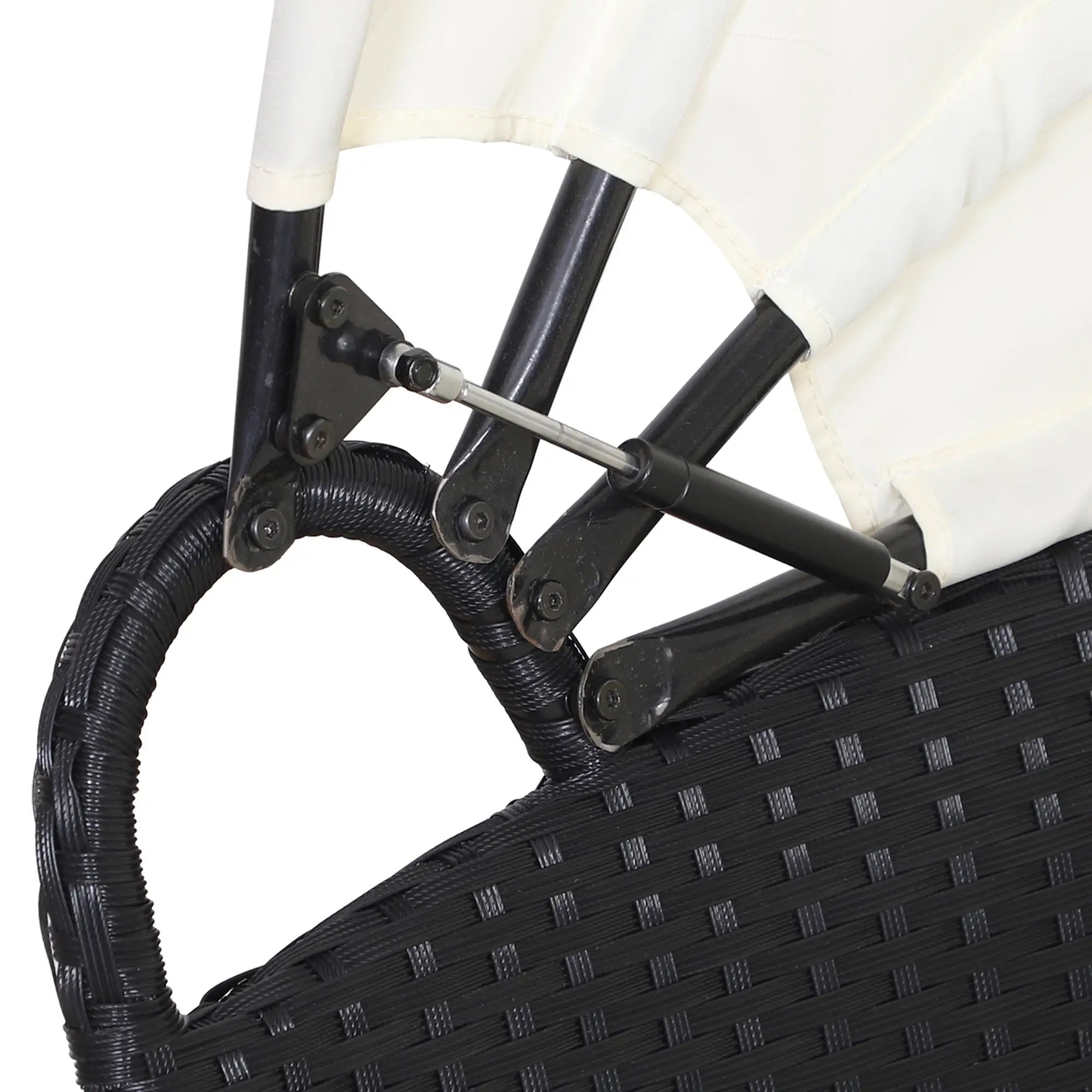 4-Piece Circular Garden Sofa Set, Modular Black Rattan Furniture, Beige Canopy and Cushions 180x175x147cm - Borge' Group Limited