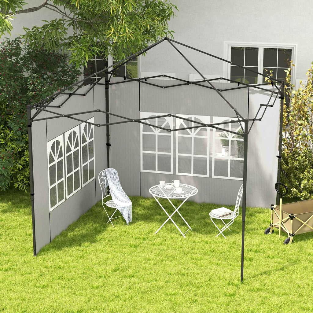 Outsunny Set of 2 Side Walls for Gazebos 3x3 m and 3x6 m with Windows, in PE and Plastic, 293x193 cm, White