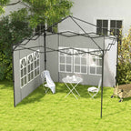 Outsunny Set of 2 Side Walls for Gazebos 3x3 m and 3x6 m with Windows, in PE and Plastic, 293x193 cm, White