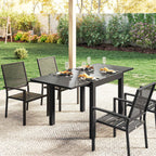 Outsunny Extendable Slatted Garden Table for 4-6 People, Aluminum, 80-160x80x75 cm, Black