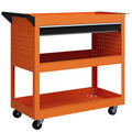 Tool Cart with Side Handle, Drawer and 3 Steel Shelves, 82x35x76 cm, Orange