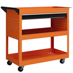 Tool Cart with Side Handle, Drawer and 3 Steel Shelves, 82x35x76 cm, Orange