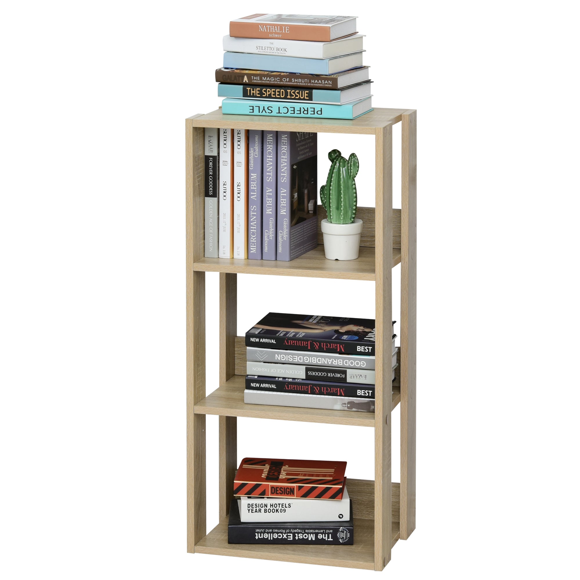 Wall-Mounted Wooden Bookcase with 3 Shelves, Anti-Tip, Non-Slip Feet, 40x29.2x87.9cm