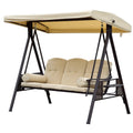 UTAH |  Seater Metal Garden Swing, Outdoor Swing with Tilting Roof and Padded Cushions, 208x121x172 cm, Beige - Borge' Group Limited