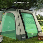 Outsunny Waterproof 4-Person Camping Tent with Sleeping Area and Living Area, in Polyester, 460x300x200 cm, Green - Borgè