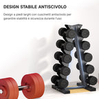 5-Tier Steel Dumbbell Rack with Plastic Inserts, 35x33x66 cm, Black