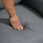 155° Max Reclining Chair in Grey Linen Effect Fabric with Footrest, 67x87x98 cm