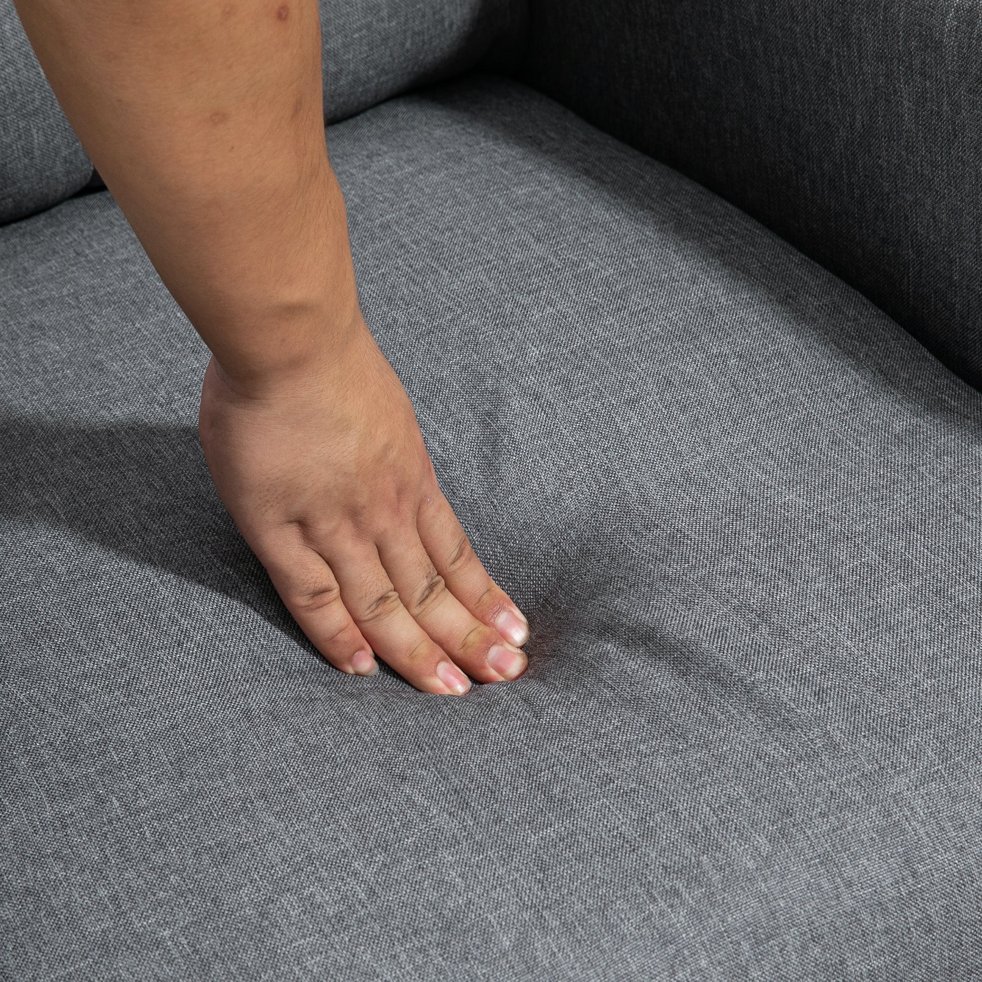 155° Max Reclining Chair in Grey Linen Effect Fabric with Footrest, 67x87x98 cm