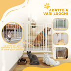 Adjustable Dog Gate 76-104 cm, 106 cm High Gate with 2 Extensions, White