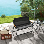 Double 2-Seater Folding Camping Chair in Steel and Oxford Fabric, 108x65x73cm, Black - Borgè