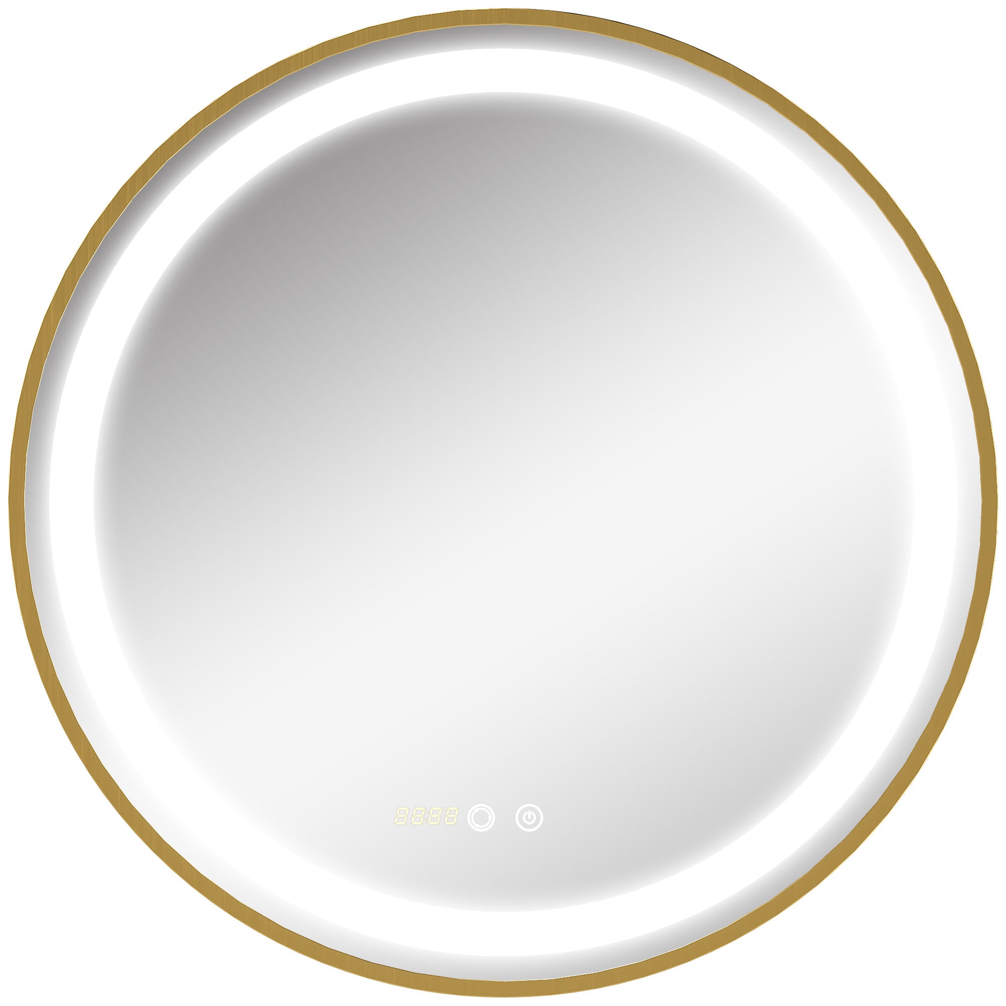 Bathroom Mirror with LED Light, 3-Tone Adjustable Brightness and Memory Function, Ø60 cm, Gold
