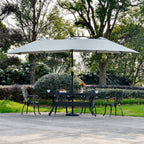 Outsunny 4.5m Double Garden Umbrella with 48 LED Lights and Crank Handle, Light Grey
