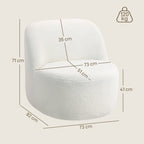 Ergonomic Backrest Lounge Chair in Sherpa Fabric and Foam, 73x82x71 cm, Cream White