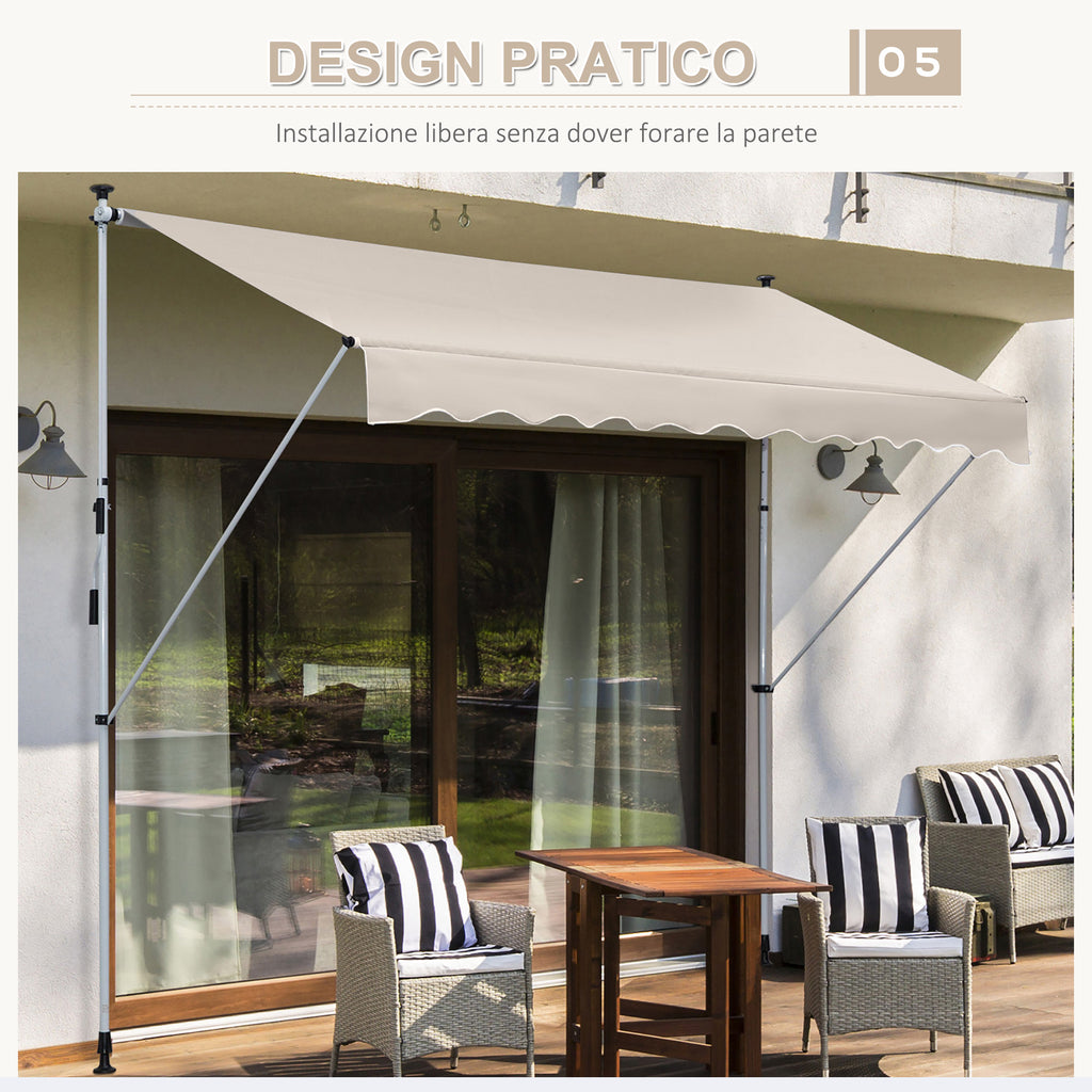 Outsunny 4x1.2m Arm Awning with Crank and Telescopic Structure, Khaki