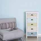 Vintage Chest of Drawers Cabinet with 5 Drawers Shabby Style Bathroom, Entrance, Bedroom 46 × 34 × 97.5cm White