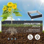 Open Bottom Raised Garden Bed with Covering, in Galvanized Steel, 120x120x30 cm, Gray - Borgè