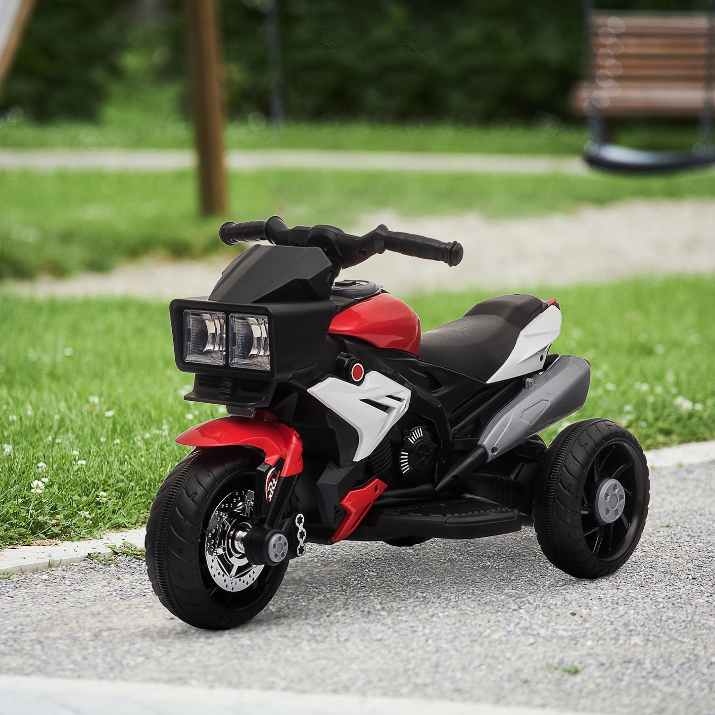 Electric Motorcycle for Children 3-5 Years (max. 25kg) with 3 Wheels, Lights and Sounds, 6V Battery, Red, 86x42x52cm