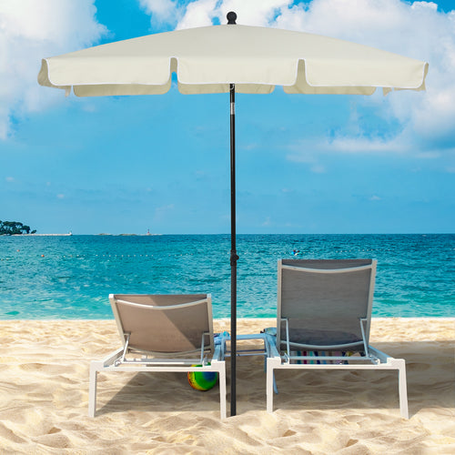 2x1.3m Rectangular Garden Umbrella with Adjustable Tilt and Aluminum Pole, Beige and Black