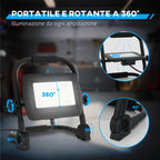 6500k LED Work Spotlight with Swivel Head and Support, in Aluminum and Metal, 25.5x16x25.5 cm, Black