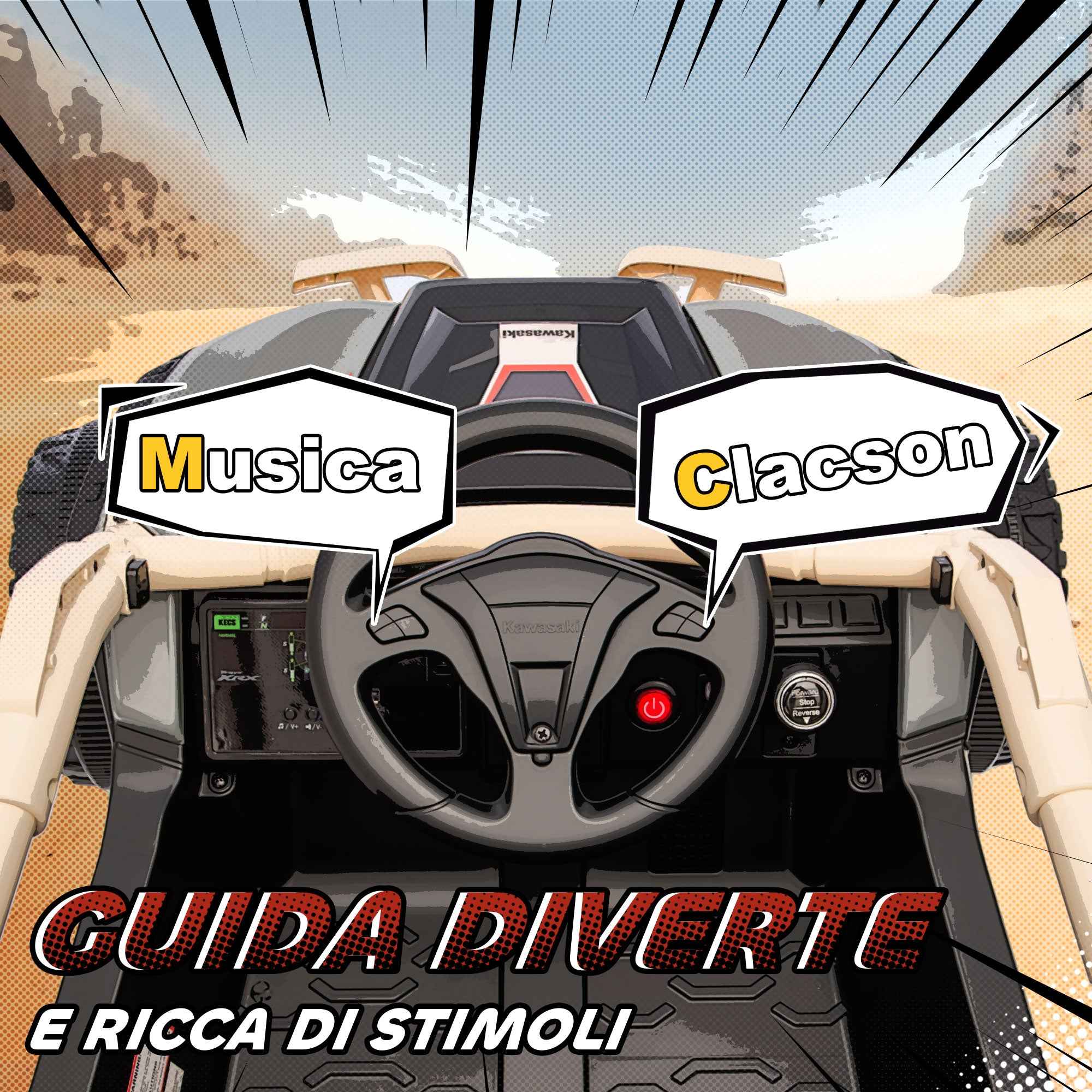 AIYAPLAY Electric Ride-On Toy Car for Kids 3-8 Years Old, 12V, Licensed by KAWASAKI, Dual Motor, Remote Control and Music, Yellow