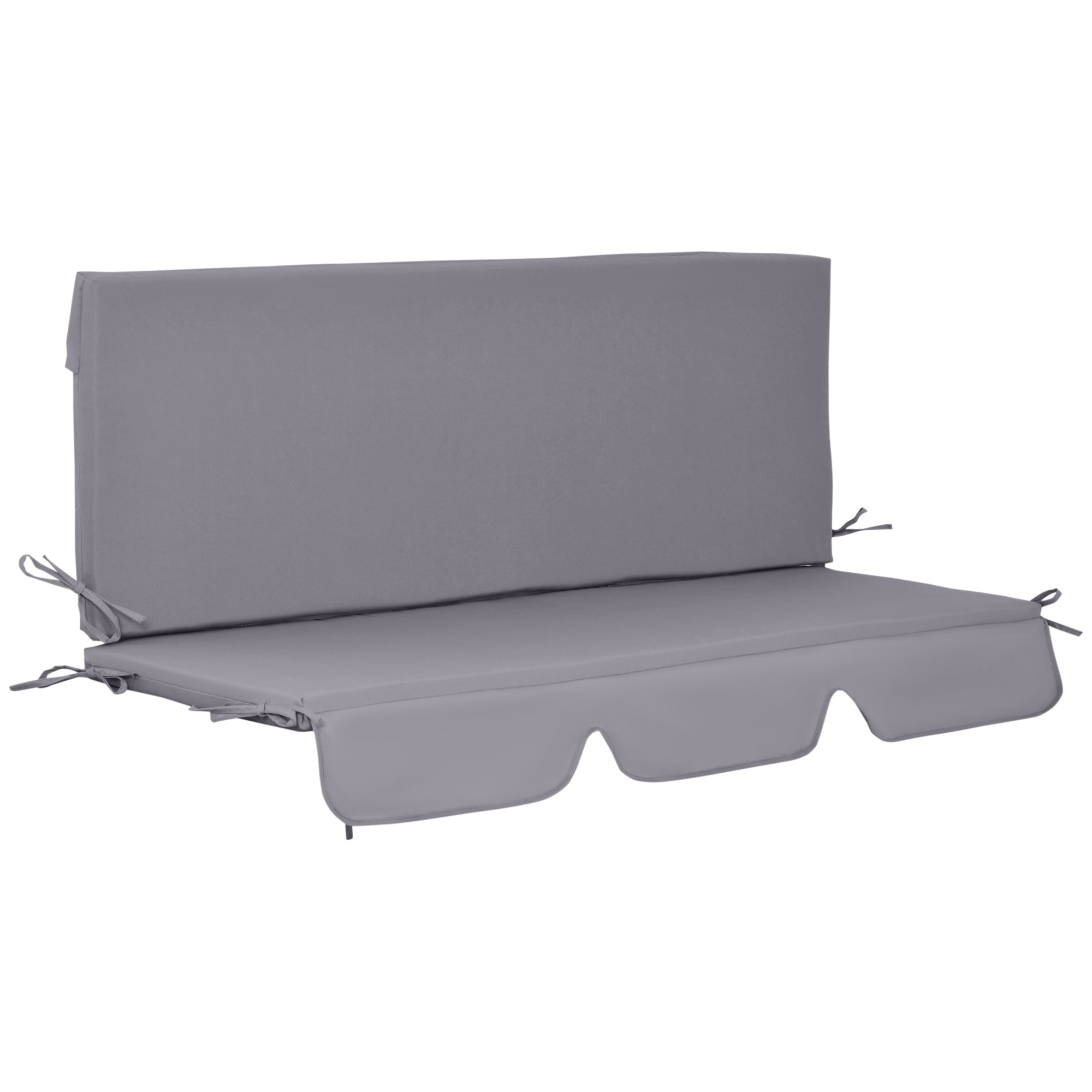 Outdoor Cushions for 3-Seater Garden Swings with Laces, 2 Pieces of 130x45x5 cm, Grey