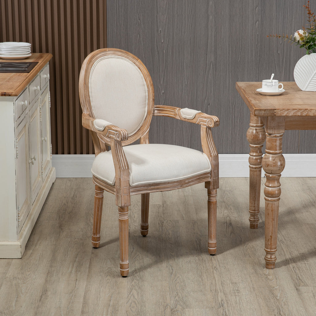Homcom Classic -style living room chair padded with fabric coating, 56x54x96cm, white cream - Borgè