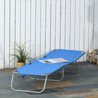 Outsunny Garden Lounger with 5-Position Adjustable Backrest, Folding Metal and Oxford Fabric Lounger, 187x55x24cm, Blue