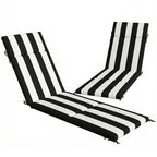 Outsunny Set of 2 Outdoor Chair Cushions with 6 Attachment Ties, Cotton, 183x54x6.5 cm, Black and White