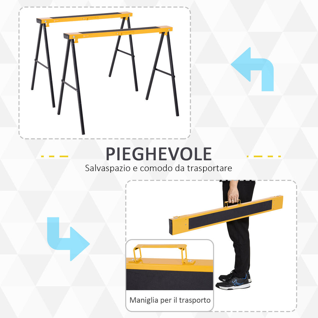 Set of 2 Folding and Portable Work Stands, Non-Slip Rubber Worktop, Max. Load 250kg