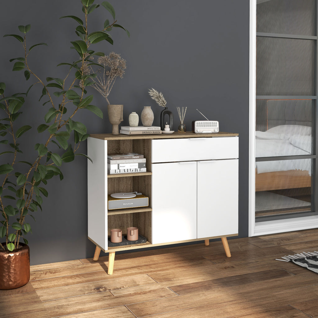 Homcom Multiuse saving saving with 3 open shelves, locker and drawer, in chipboard, 95x35x85 cm - Borgè