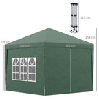 Outsunny Gazebo 3x3 m from waterproof garden in steel with oxford fabric cover, green - Borgè