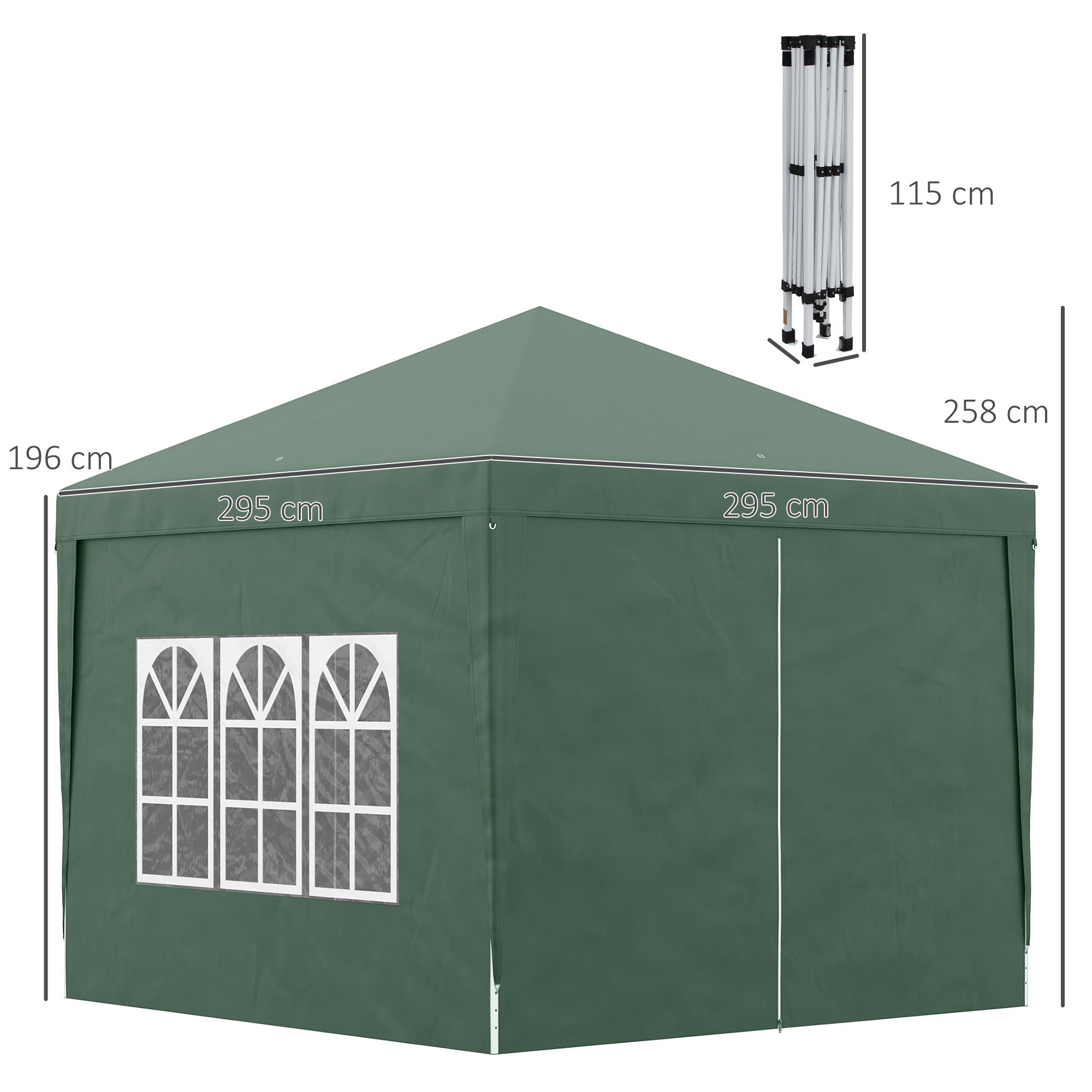 Outsunny Gazebo 3x3 m from waterproof garden in steel with oxford fabric cover, green - Borgè