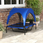 Large Dog Kennel with Protective Roof, in Steel and Polyester, 106x76x94 cm, Dark Blue - Borgè