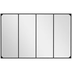 HOMCOM Industrial Style Wall Mirror with 4 Hooks, in Multilayer Glass, Metal and MDF, 109x2x69 cm, Black - Borgè
