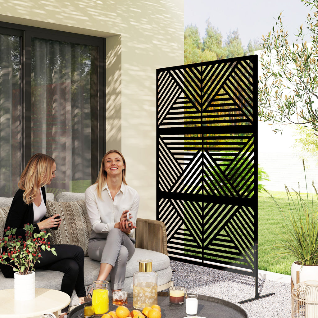 Decorative Outdoor Divider and Trellis for Climbing Plants, 122x45x198 cm, Black